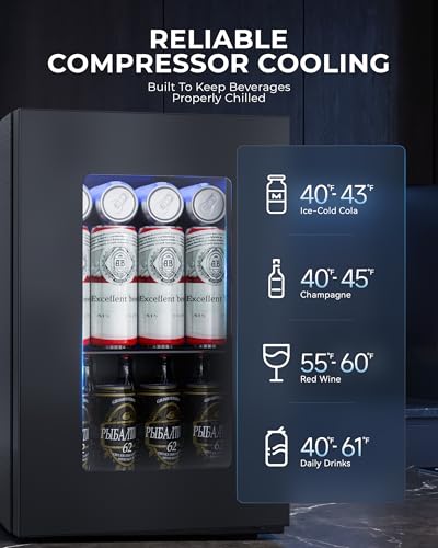 Beverage Refrigerator Cooler with Glass Door