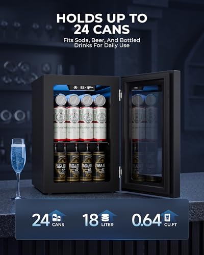 Beverage Refrigerator Cooler with Glass Door