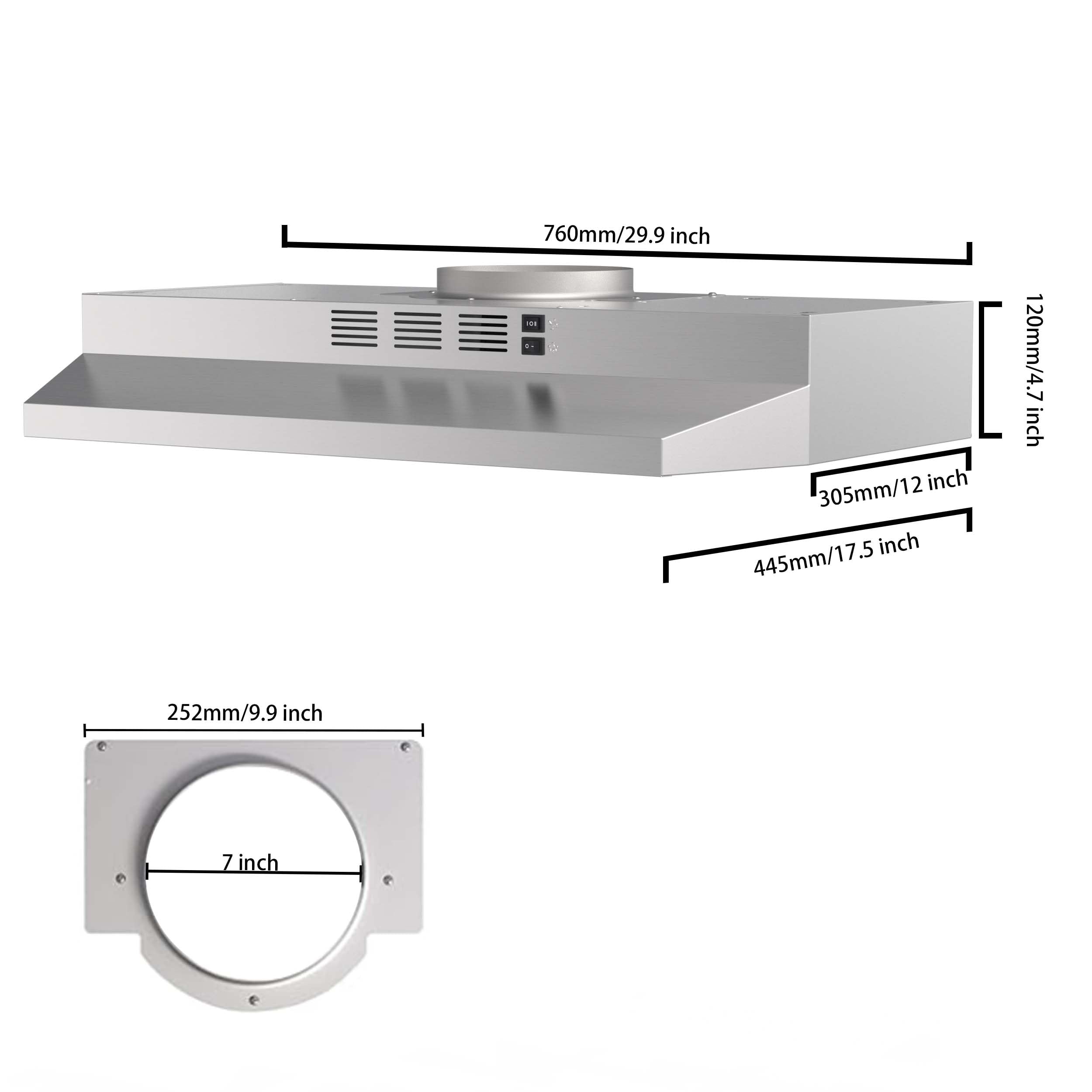 30" Under Cabinet Range Hood - Stainless Steel