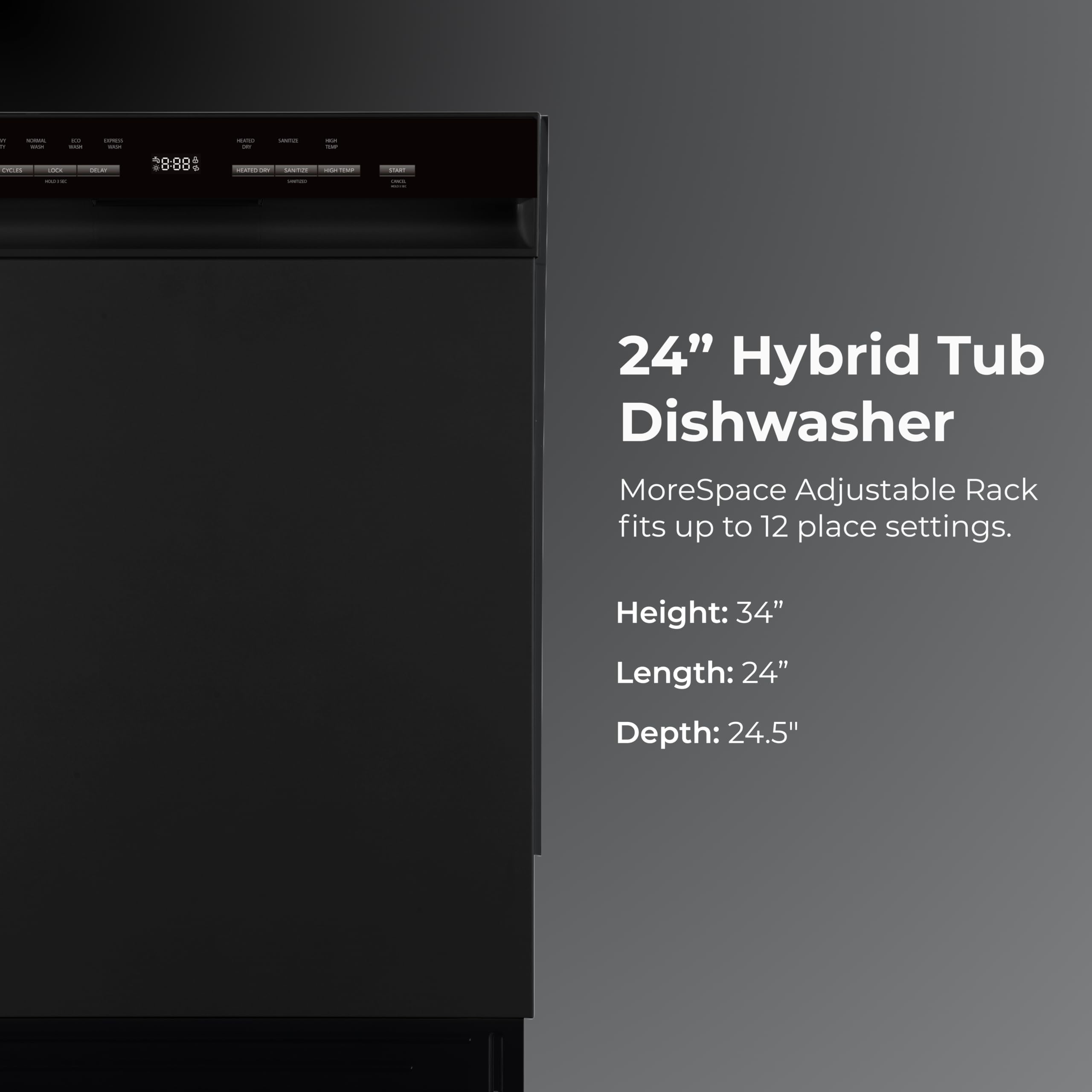 24" Hybrid Tub Dishwasher - 12 Place Settings