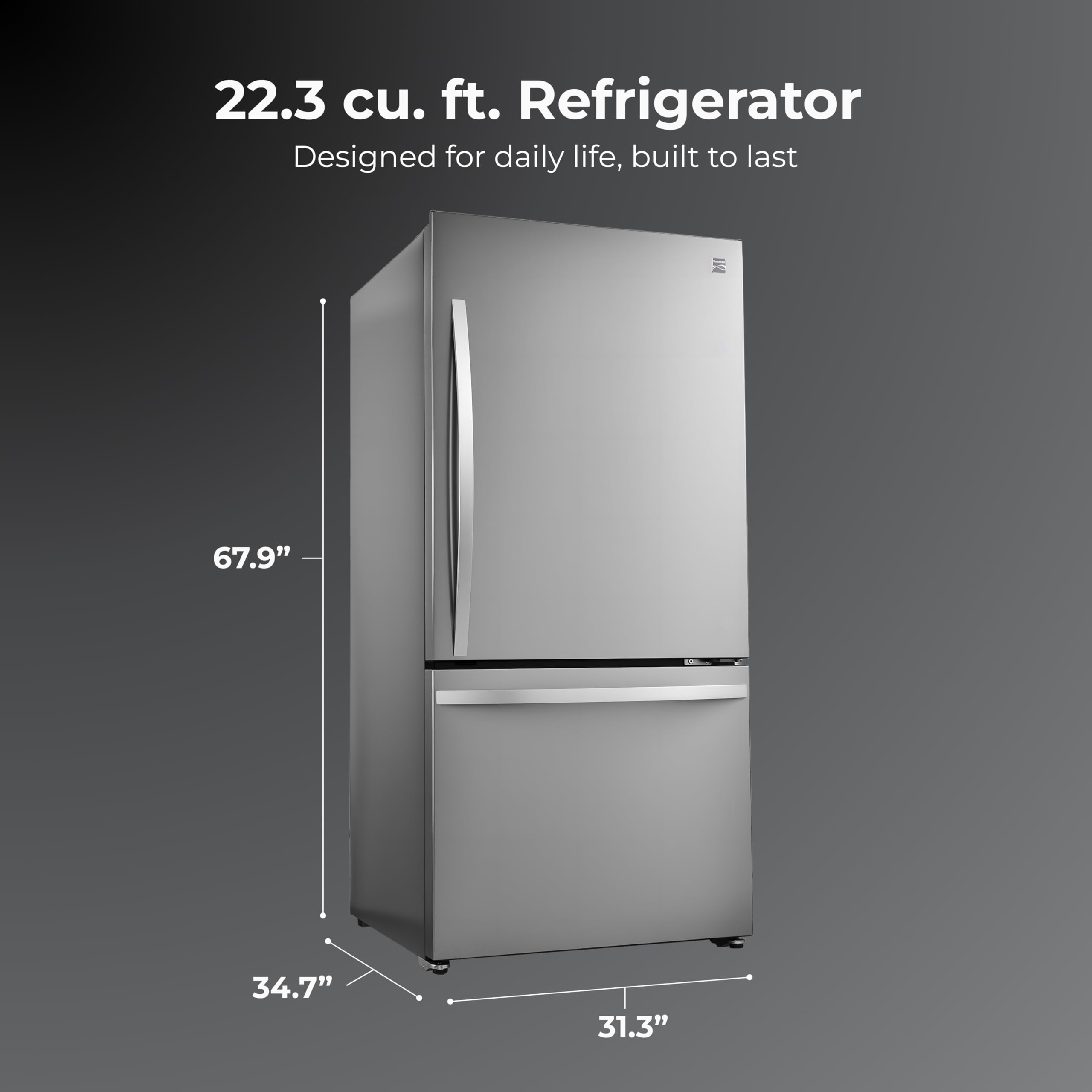 31" Bottom Freezer Refrigerator with Ice Maker