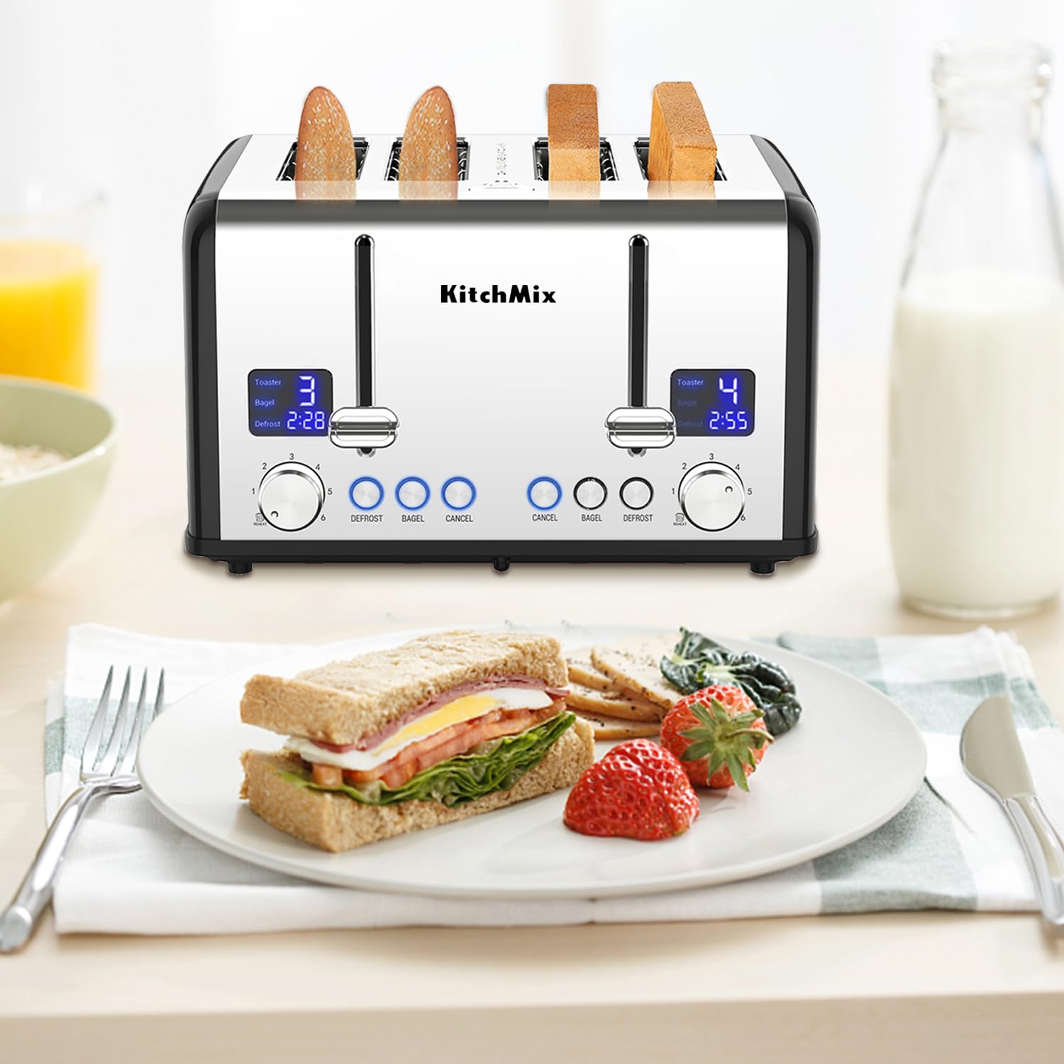 4-Slice Toaster with LCD Timer & Extra-Wide Slots