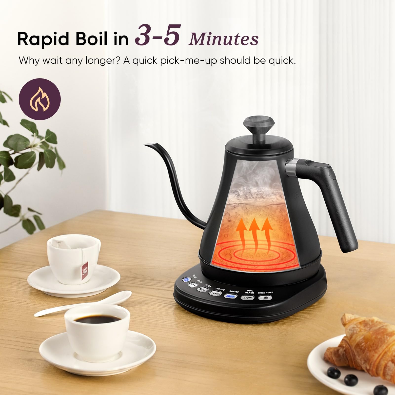 Smart Gooseneck Electric Kettle with Temperature Control