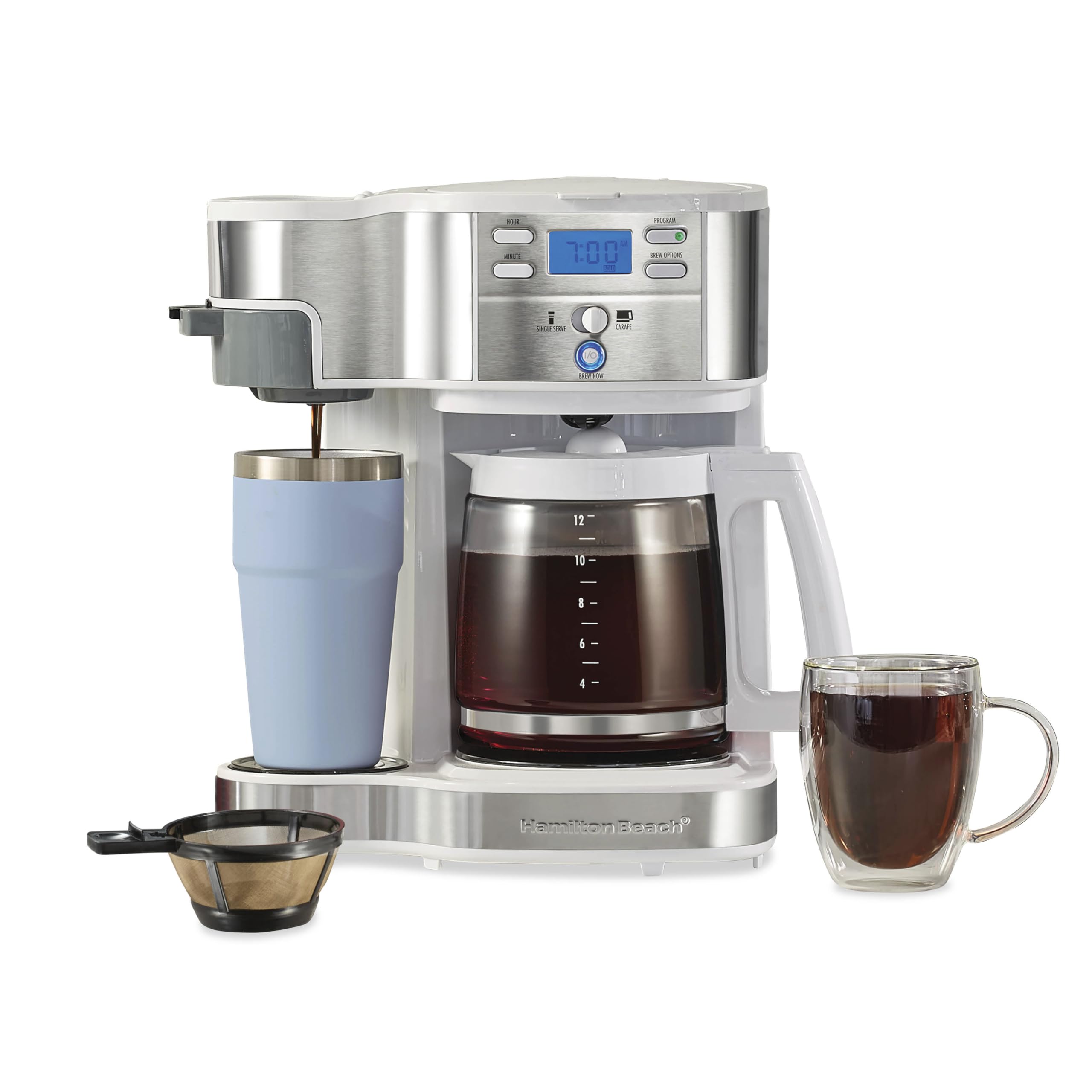 Coffee Maker & Single Serve Brewer with Glass Carafe
