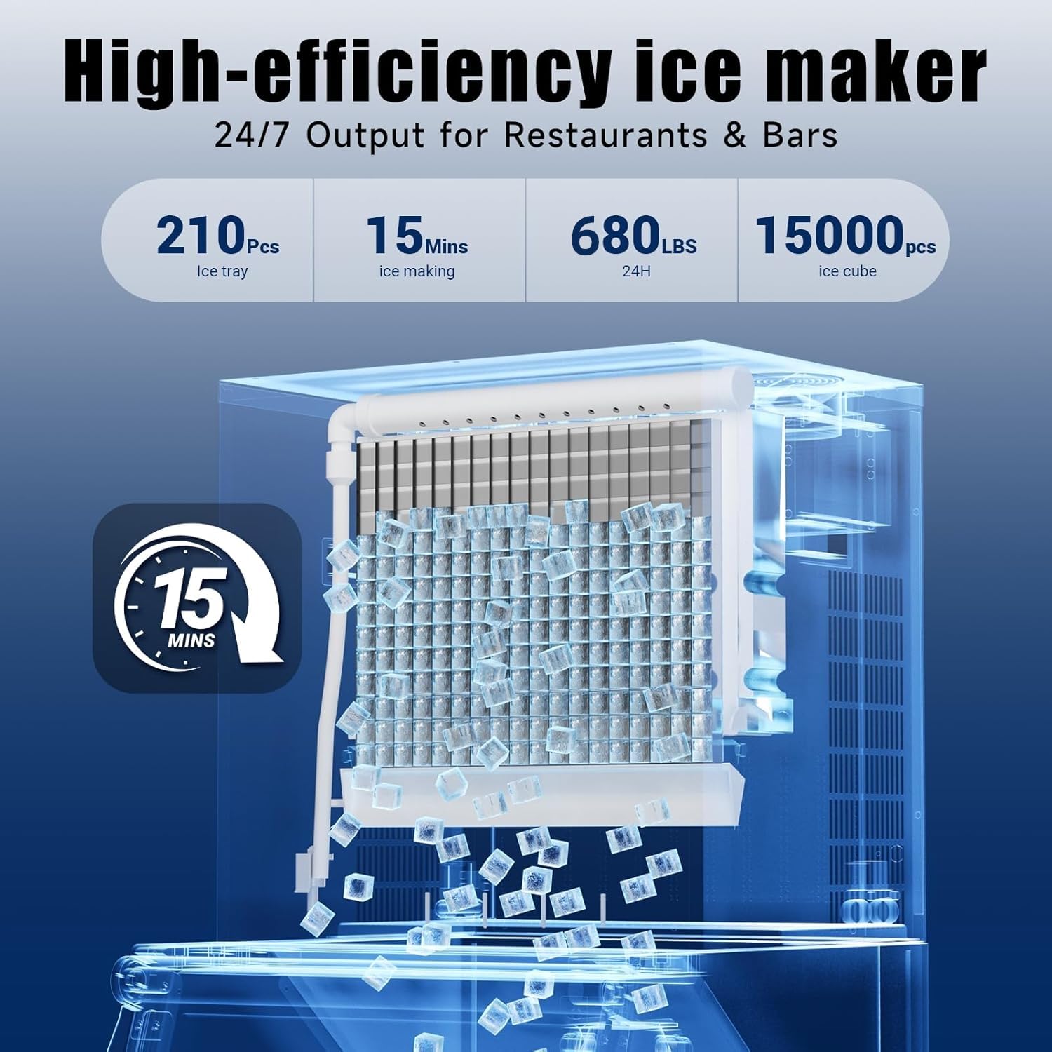 Commercial Ice Maker - 680 lbs Daily Production