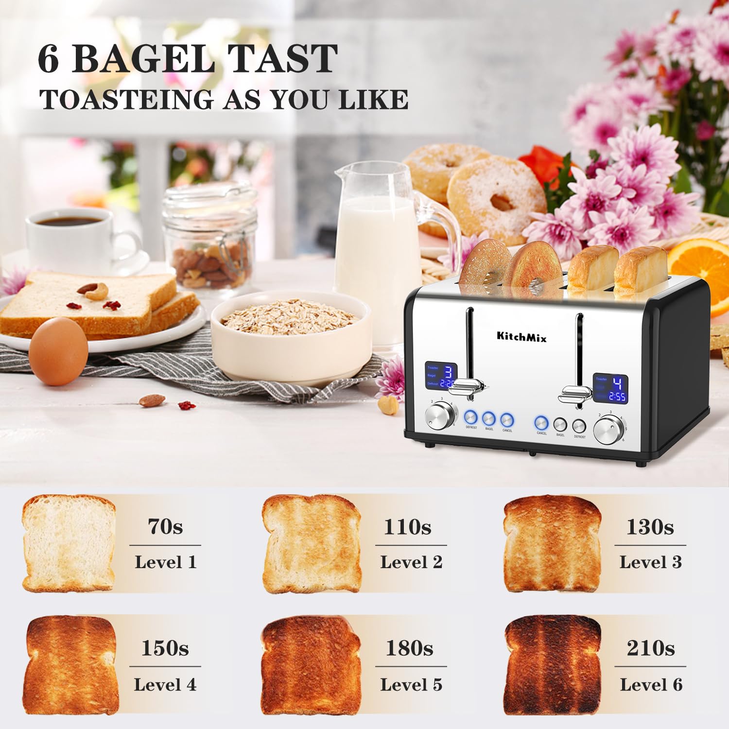 4-Slice Toaster with LCD Timer & Extra-Wide Slots