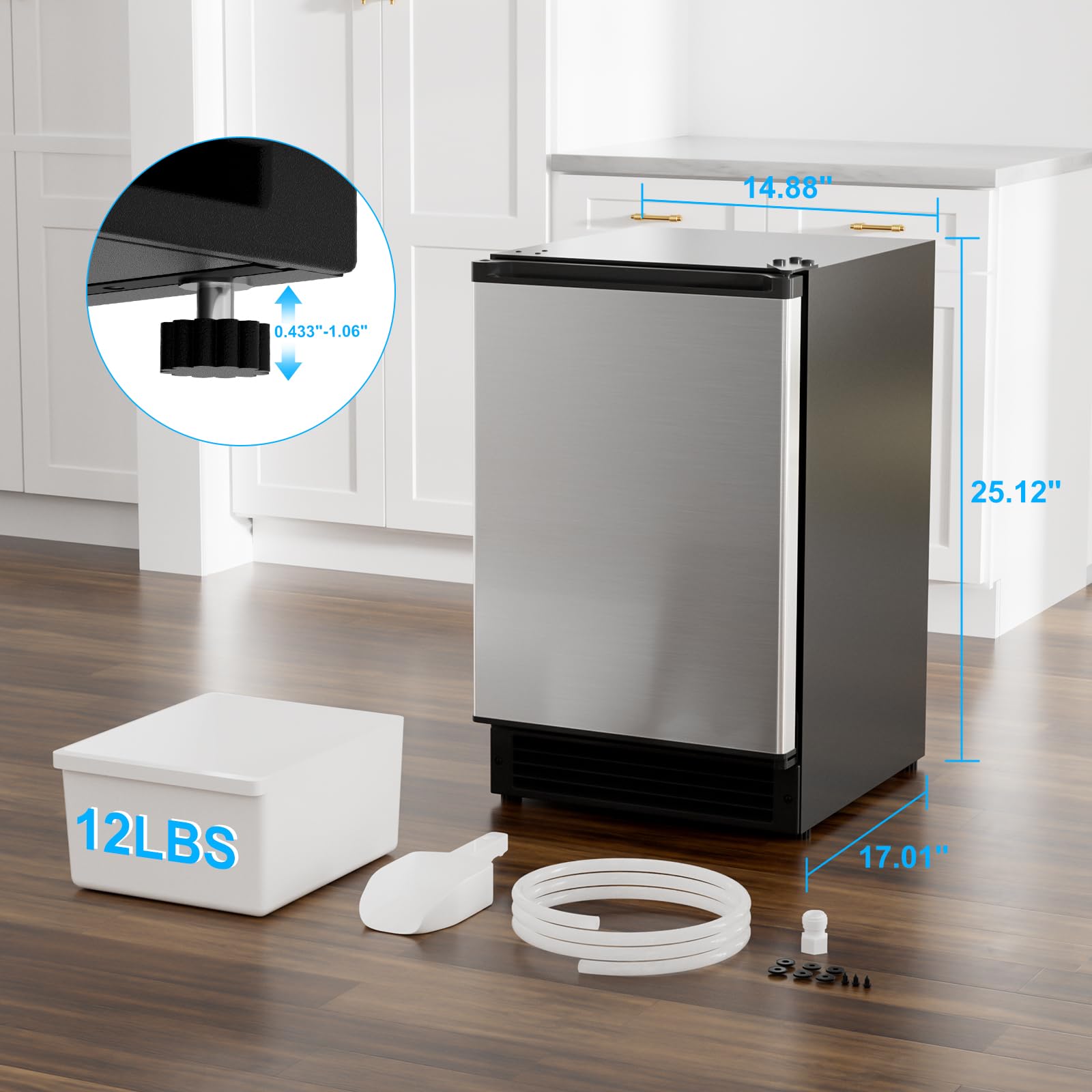 15" Undercounter Ice Maker - Drainless