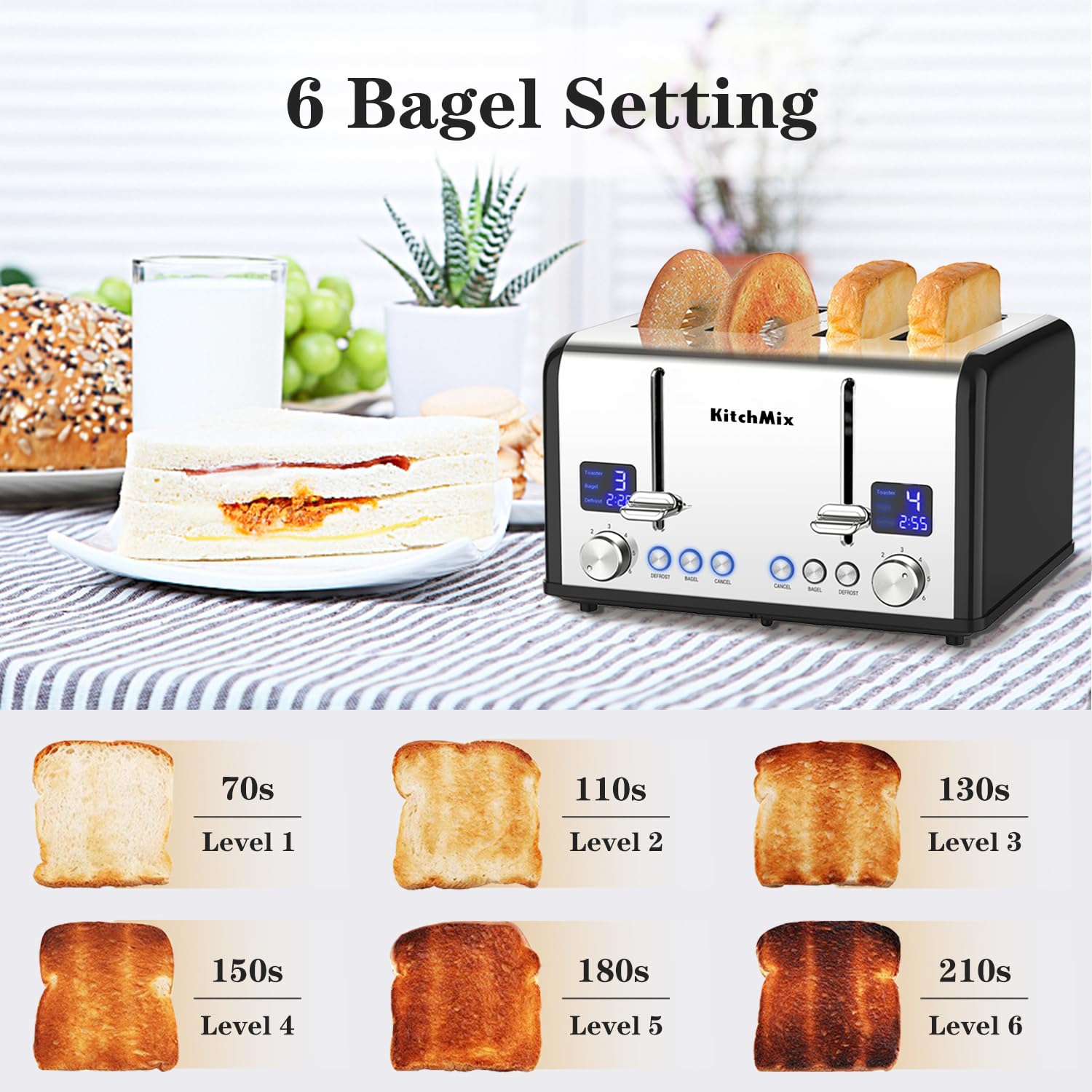 4-Slice Toaster with LCD Timer & Extra-Wide Slots
