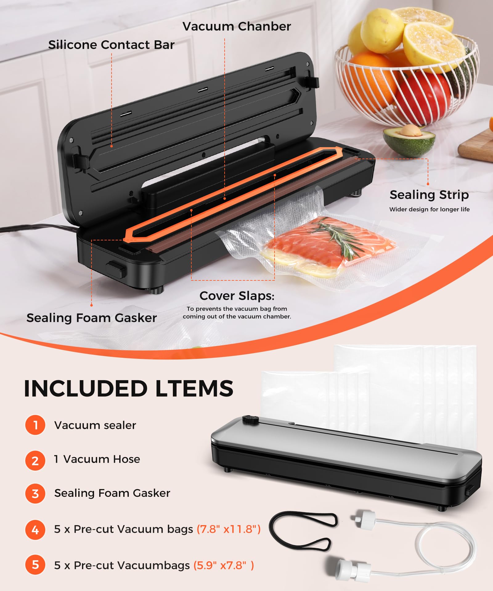 75KPa Vacuum Sealer Machine with Cutter