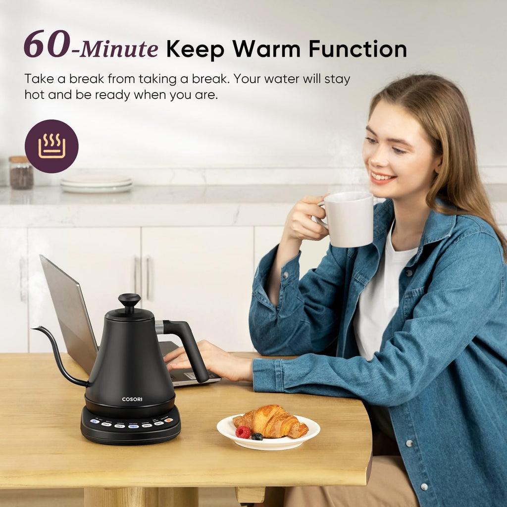 Smart Gooseneck Electric Kettle with Temperature Control