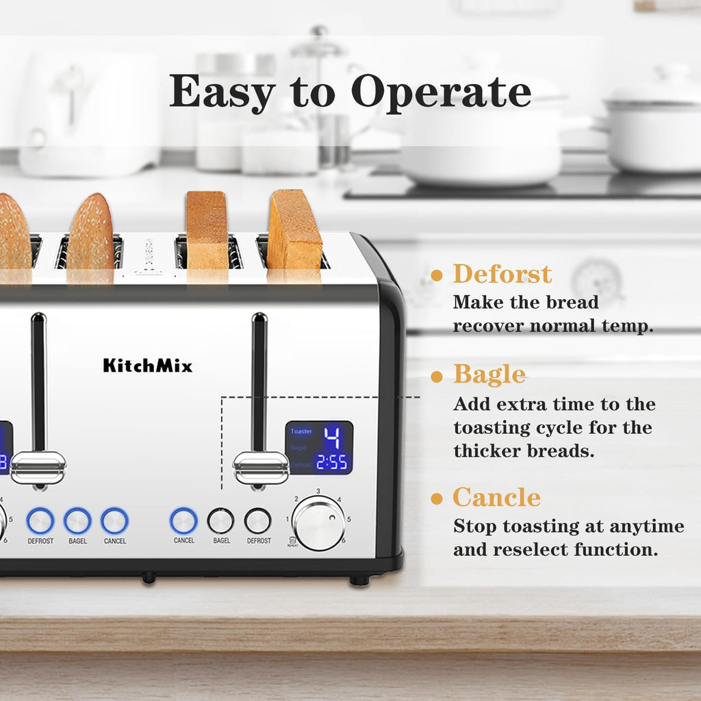 4-Slice Toaster with LCD Timer & Extra-Wide Slots
