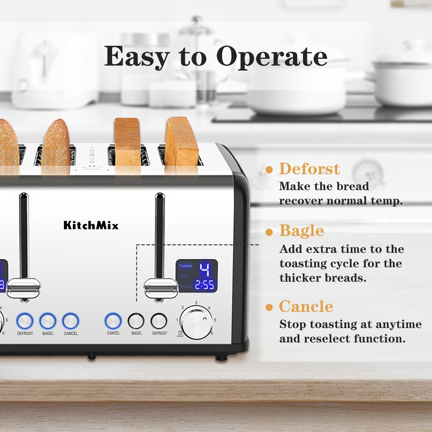 4-Slice Toaster with LCD Timer & Extra-Wide Slots