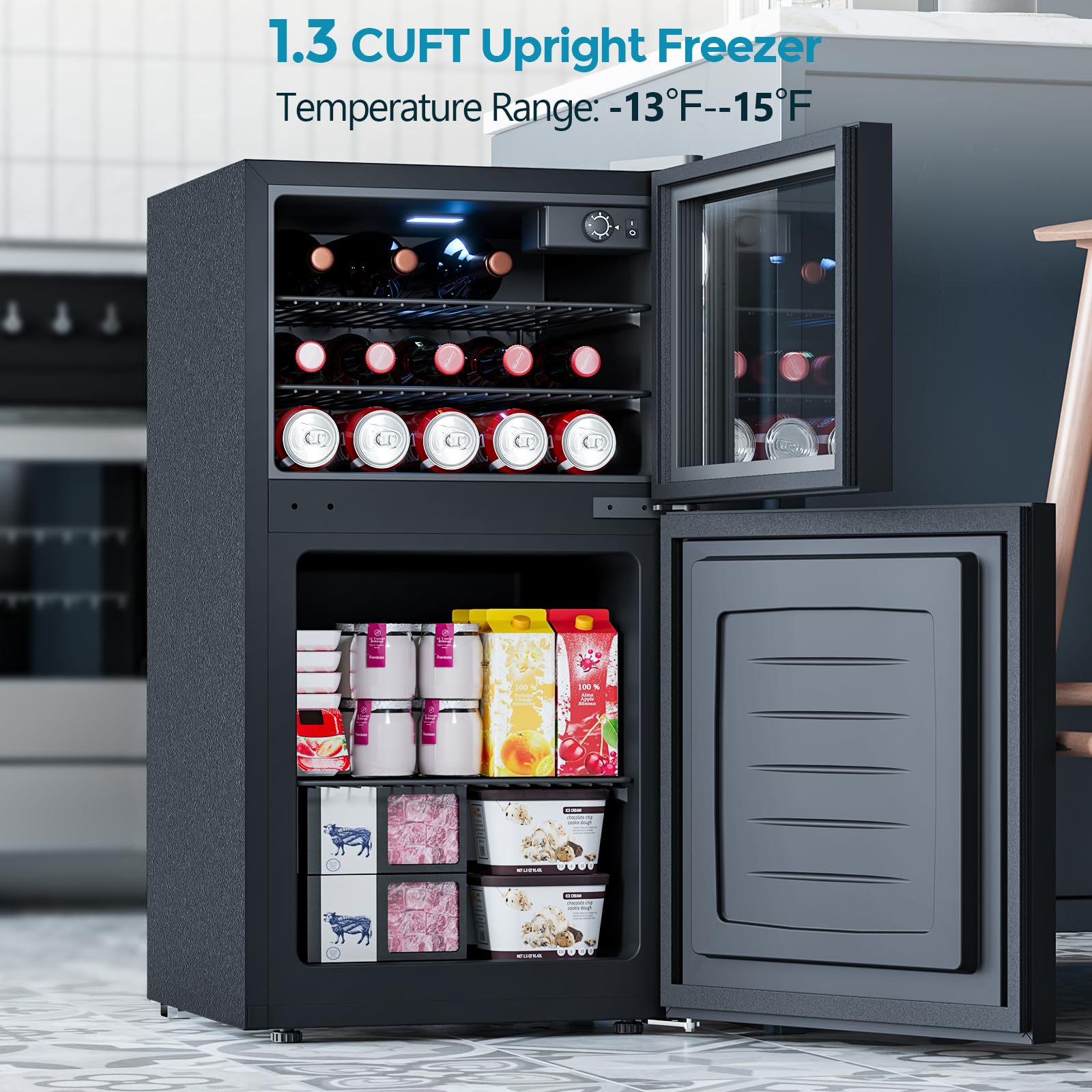 Beverage Refrigerator with Freezer