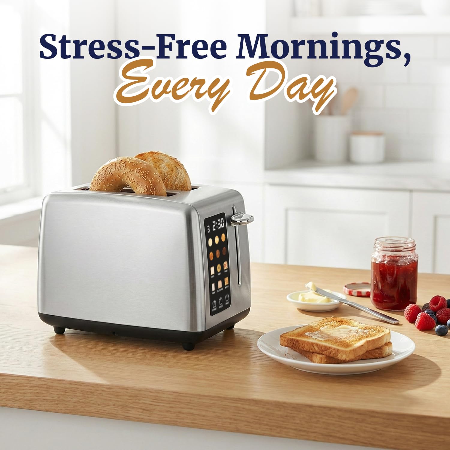 LCD Touch Toaster with Extra-Wide Slots