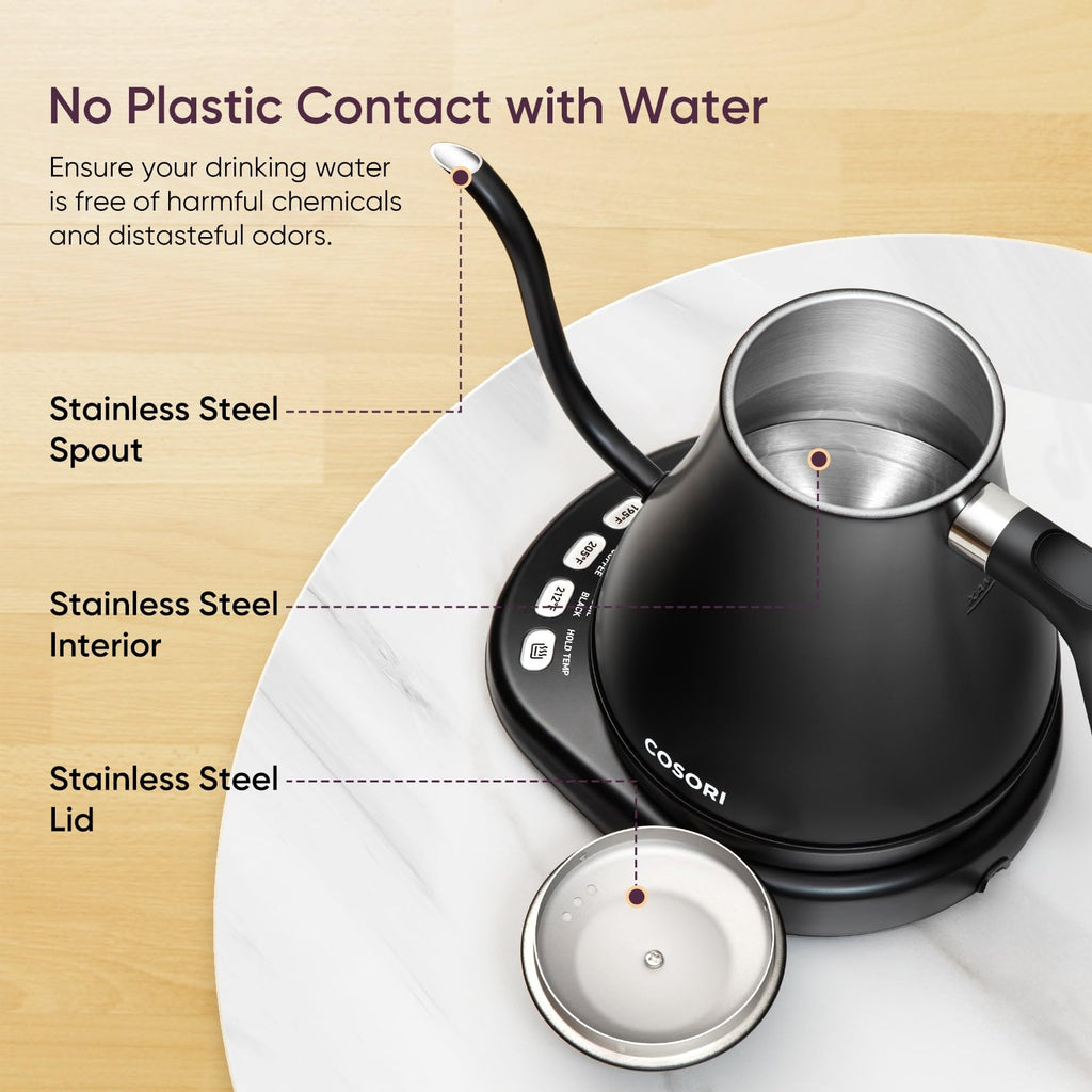 Smart Gooseneck Electric Kettle with Temperature Control
