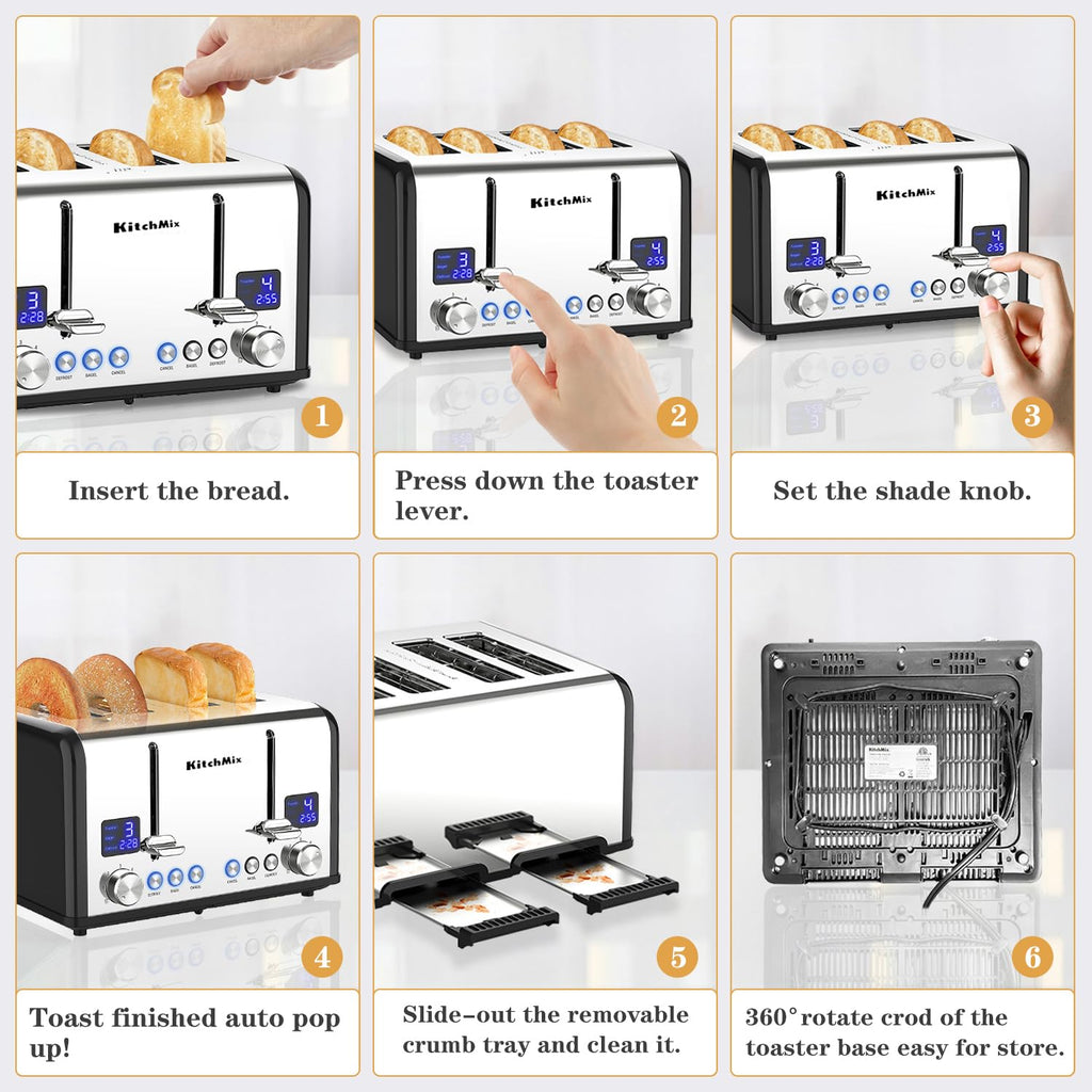 4-Slice Toaster with LCD Timer & Extra-Wide Slots