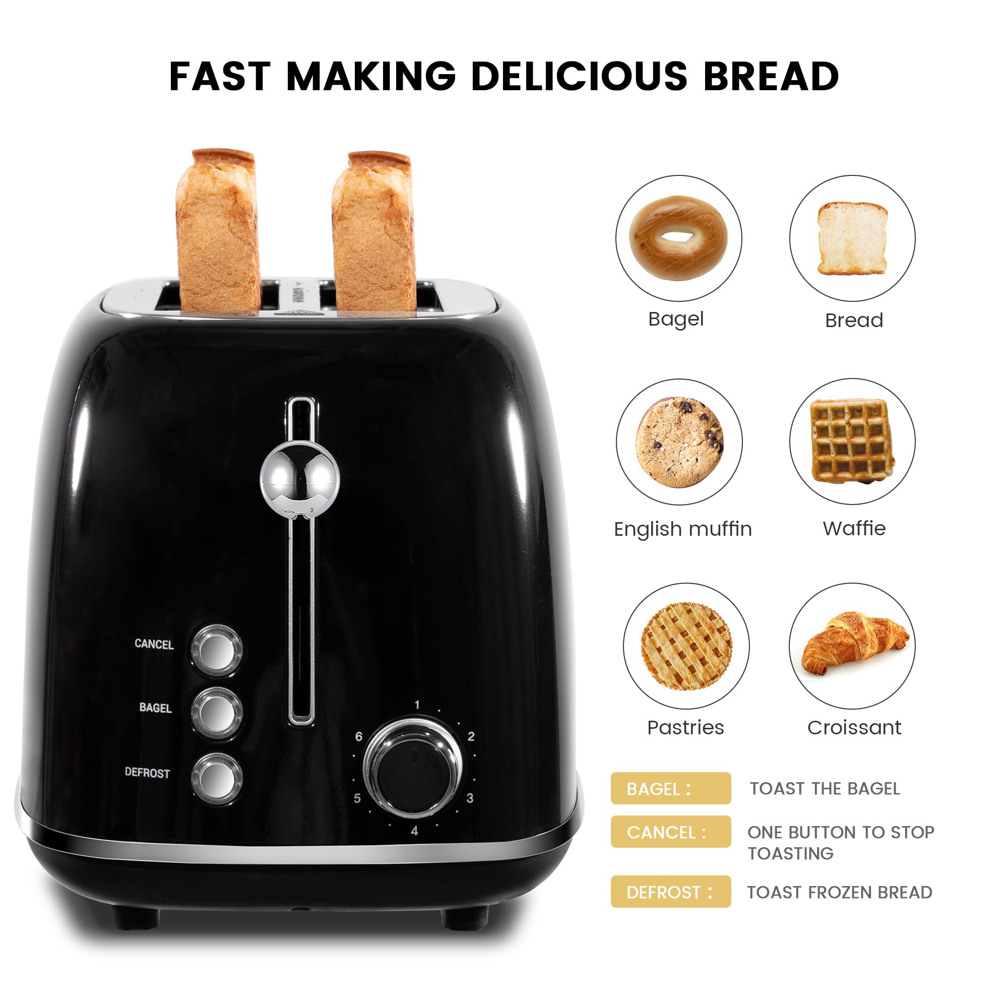 Retro 2-Slice Toaster with Extra-Wide Slots