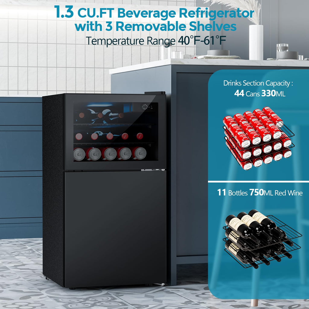 Beverage Refrigerator with Freezer