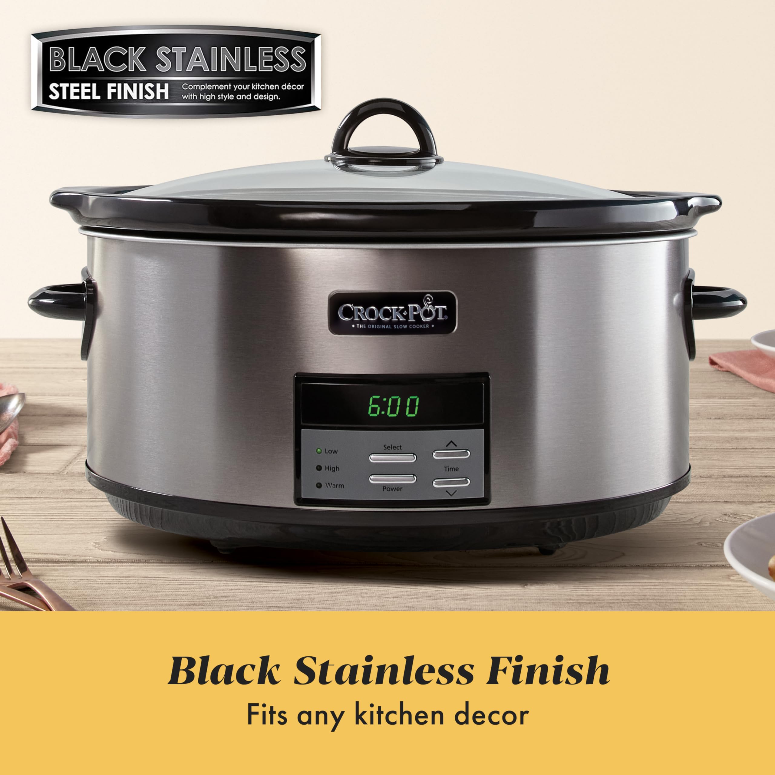 Programmable Oval Slow Cooker - Stainless Steel