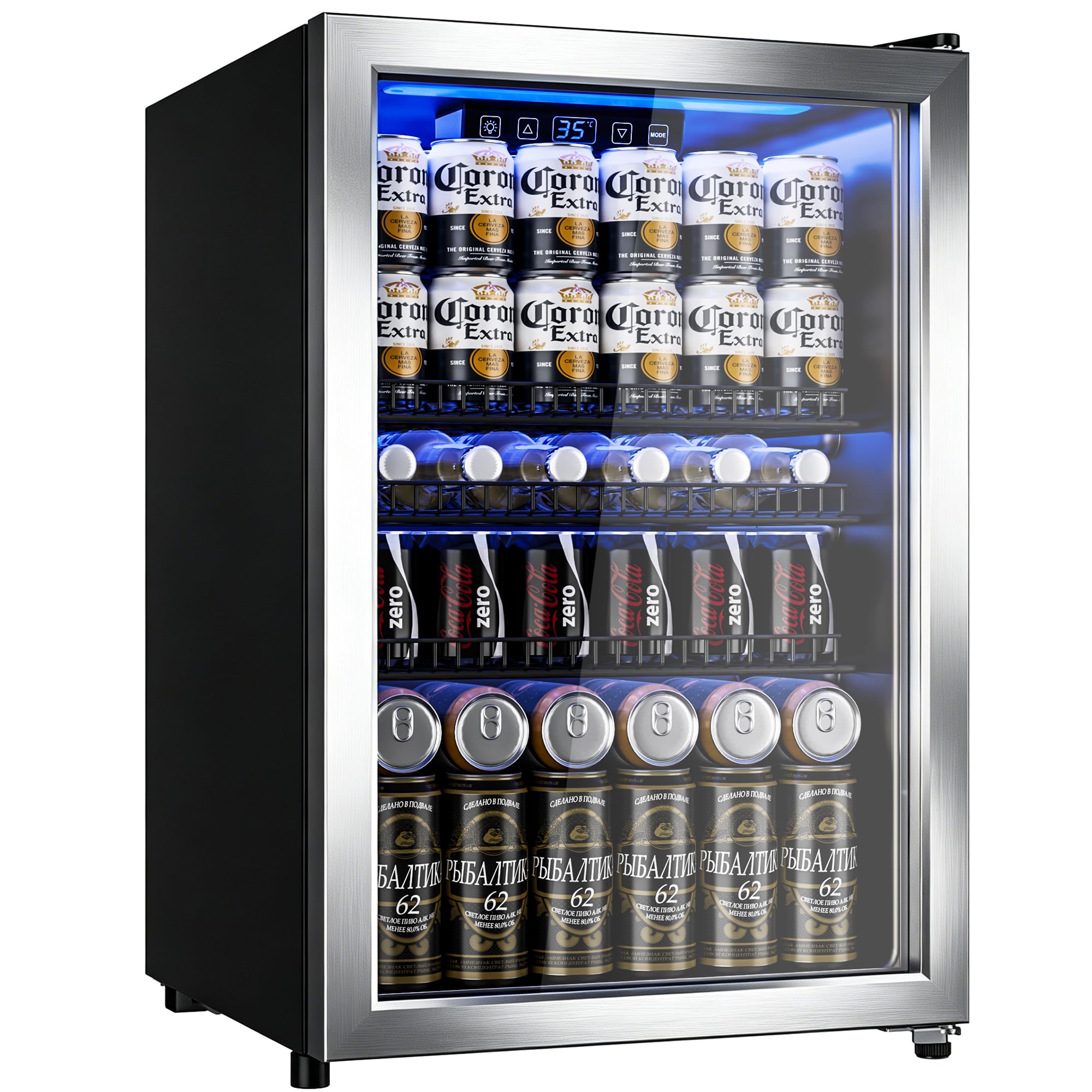 Beverage Refrigerator Cooler with Glass Door