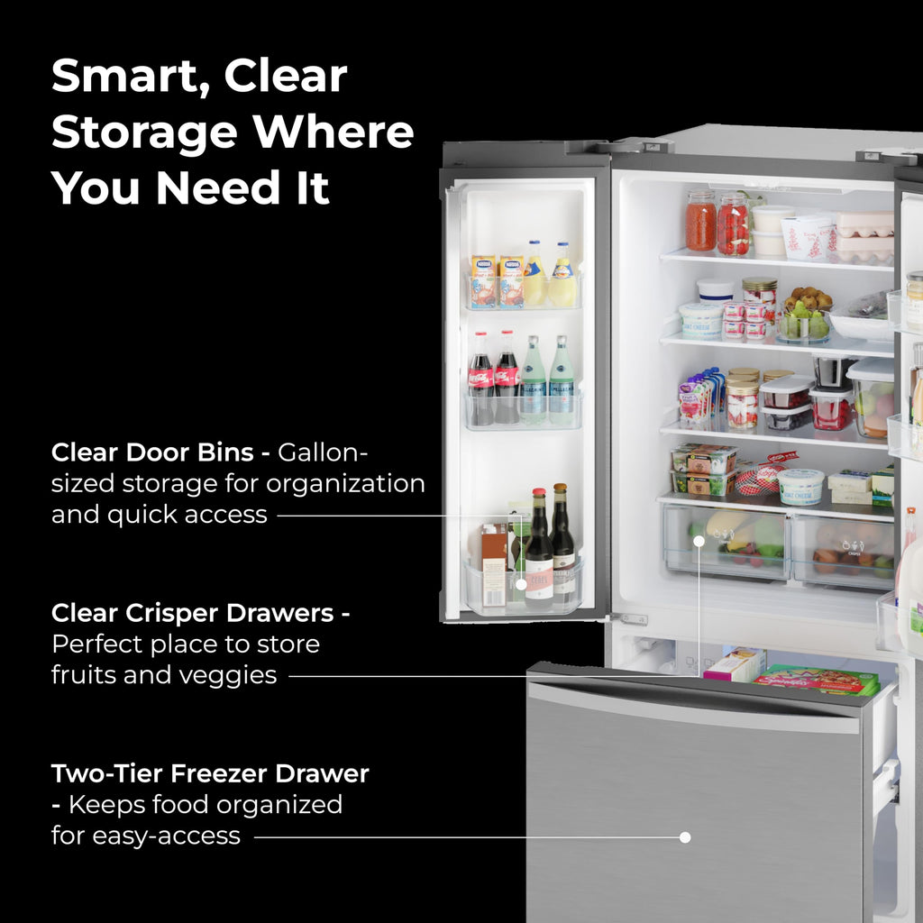 30" French Door Refrigerator with Freezer
