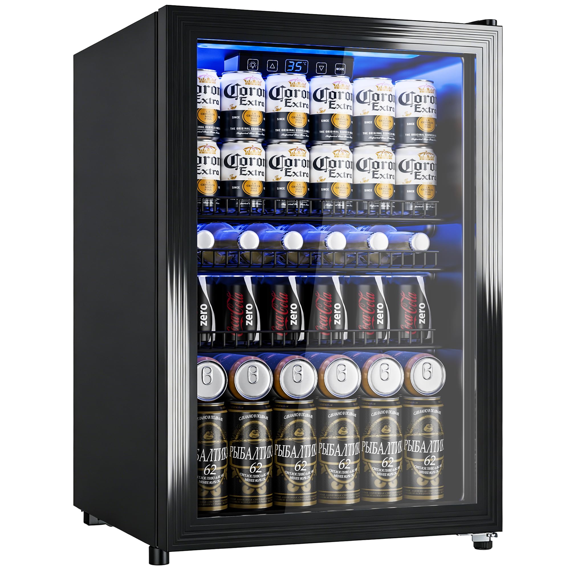 Beverage Refrigerator Cooler with Glass Door